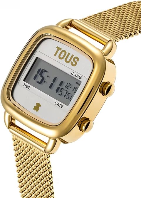 TOUS Reloj Digital con Brazalete de Acero Dorado, Colección D-Logo MiniTOUS Reloj Digital con Brazalete de Acero Dorado, Colección D-Logo Mini