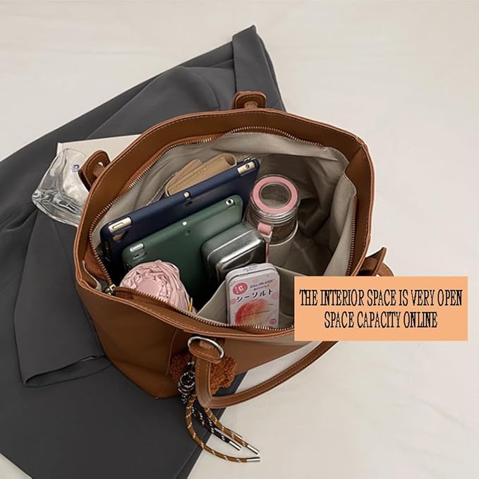 Hixingo Bolsos de Mujer Grande Bolso de Hombro Clásico Bolso de Mano para Mujer, Versátiles Bandolera Totes para Trabajo Escuela Viajes Casual Bolso de Señoras (Café,38 * 27 * 16cm)