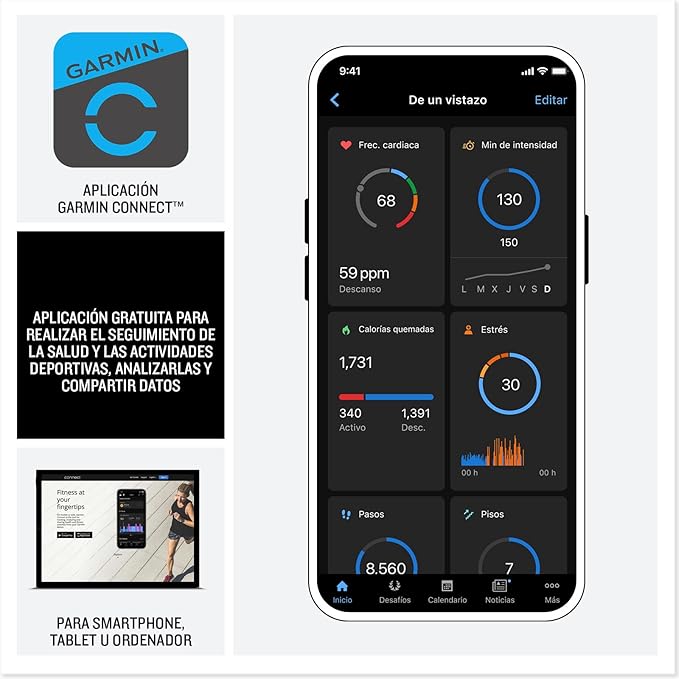 Garmin fēnix 8 Pro Zafiro, 47mm, Smartwatch Premium GPS Multideporte, Conectividad Satelital y LTE, Pantalla táctil AMOLED, Altavoz y micrófono Integrados, Mapas y hasta 15 días de autonomía, Grafito