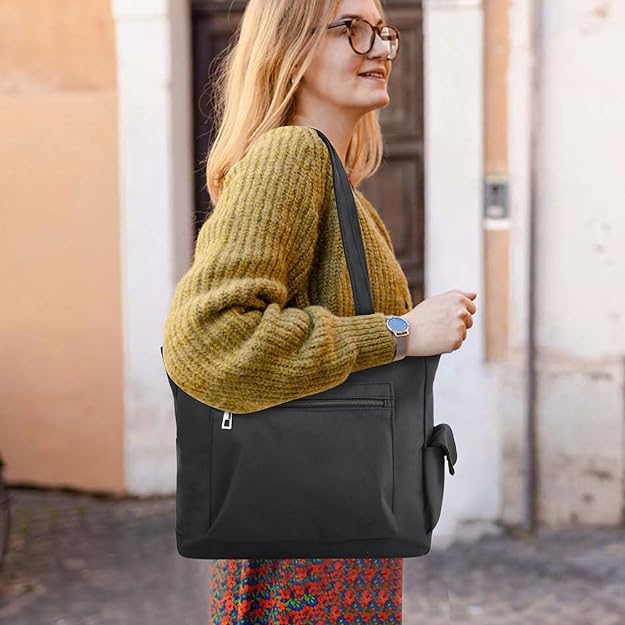Amexo Bolso Bandolera Señoras Grande Bolso de Lona para Mujer Bolso de Hombro de Moda para Mujer Bolso de Mano con Cremallera y Muchos Compartimentos para el Día a día Oficina Escuela Viajes