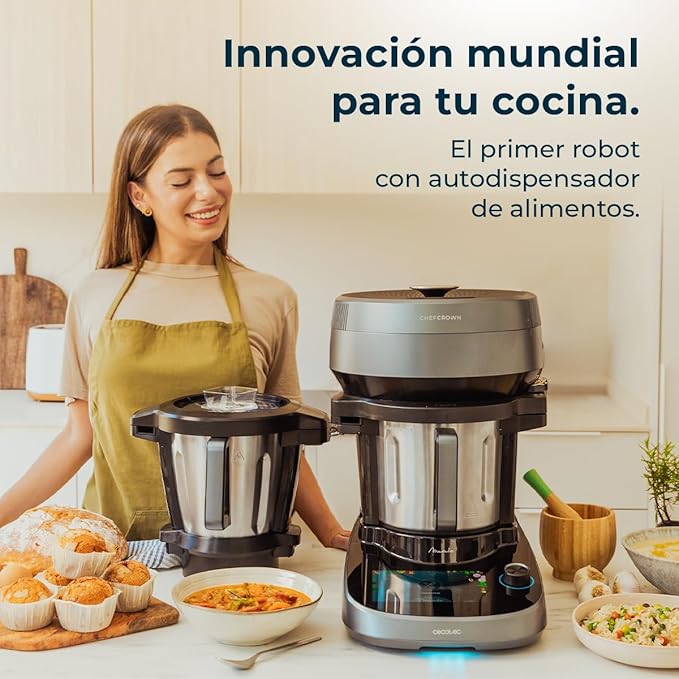 Cecotec Robot de Cocina Multifunción con Dispensador de Alimentos Mambo CooKing Total Gourmet. 2200W, 45 Funciones, Miles de Recetas Guiadas, Jarra Unique de 4,5L y Jarra Victory de 5L, Accesorios