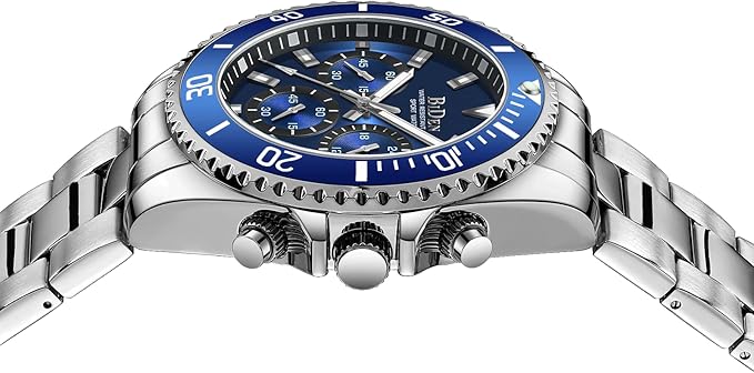 HANPOSH Reloj Hombre Cronógrafo de Acero Inoxidable Impermeable Fecha Analógica Reloj de Cuarzo de Negocios Casual Moda Relojes de Pulsera para Hombres