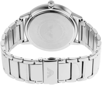 Emporio Armani Relojes para Hombre, Movimiento de Cuarzo de Tres Agujas con Fecha y Caja de 43mm con Correa de Acero Inoxidable