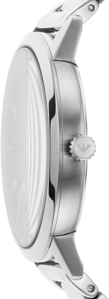Emporio Armani Relojes para Hombre, Movimiento de Cuarzo de Tres Agujas con Fecha y Caja de 43mm con Correa de Acero Inoxidable