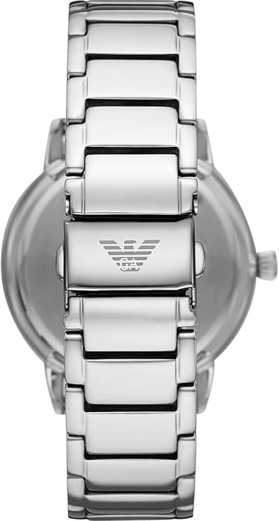Emporio Armani Relojes para Hombre, Movimiento de Cuarzo de Tres Agujas con Fecha y Caja de 43mm con Correa de Acero Inoxidable