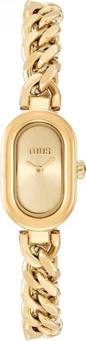TOUS Reloj analógico Joya con Brazalete Cadena de Acero Dorada, Colección Oval TimeTOUS Reloj analógico Joya con Brazalete Cadena de Acero Dorada, Colección Oval Time