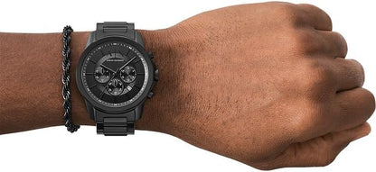 Armani Exchange Reloj Negro para Hombre, Movimiento cronógrafo Cuarzo y Caja 44mm con Correa Acero Inoxidable