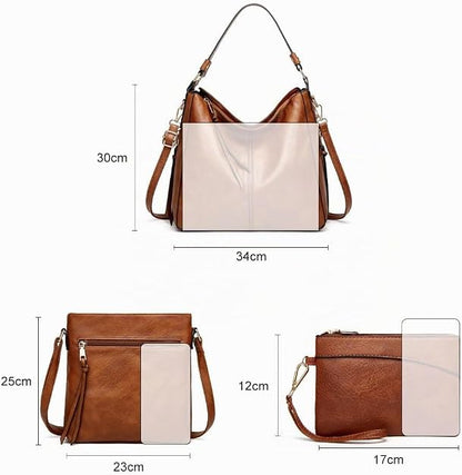 Pahajim Bolso Mujer Bandolera Grande PU Cuero Bolso de Hombro Shopper Elegante Bolsos Hobo Conjunto de Bolsos y Cartera para Trabajo, Compras y Viajes