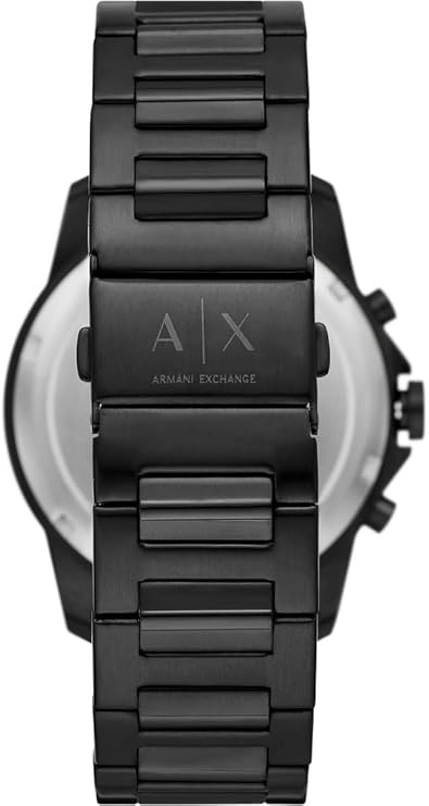 Armani Exchange Reloj Negro para Hombre, Movimiento cronógrafo Cuarzo y Caja 44mm con Correa Acero Inoxidable