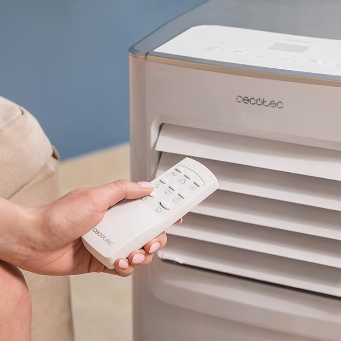 Cecotec Aire Acondicionado Portátil con Mando a Distancia ForceClima 7100. 7000 BTU, Bajo Consumo, Pantalla LED, 4 Modos, 2 Velocidades, Cobertura 15-20m2 [Clase de eficiencia energética A]