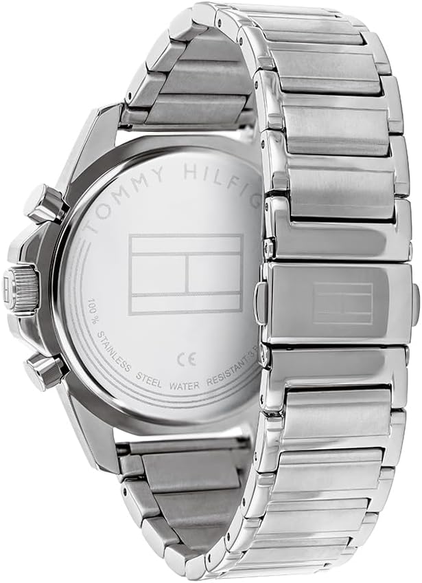 Tommy Hilfiger Reloj Analógico de Cuarzo Multifunción para Hombre con Correa en Acero Inoxidable o en Silicona