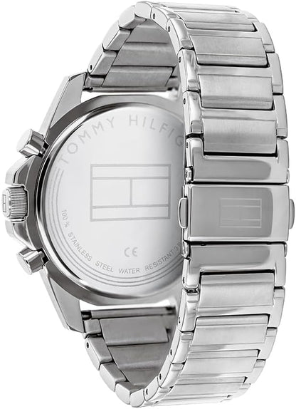 Tommy Hilfiger Reloj Analógico de Cuarzo Multifunción para Hombre con Correa en Acero Inoxidable o en Silicona