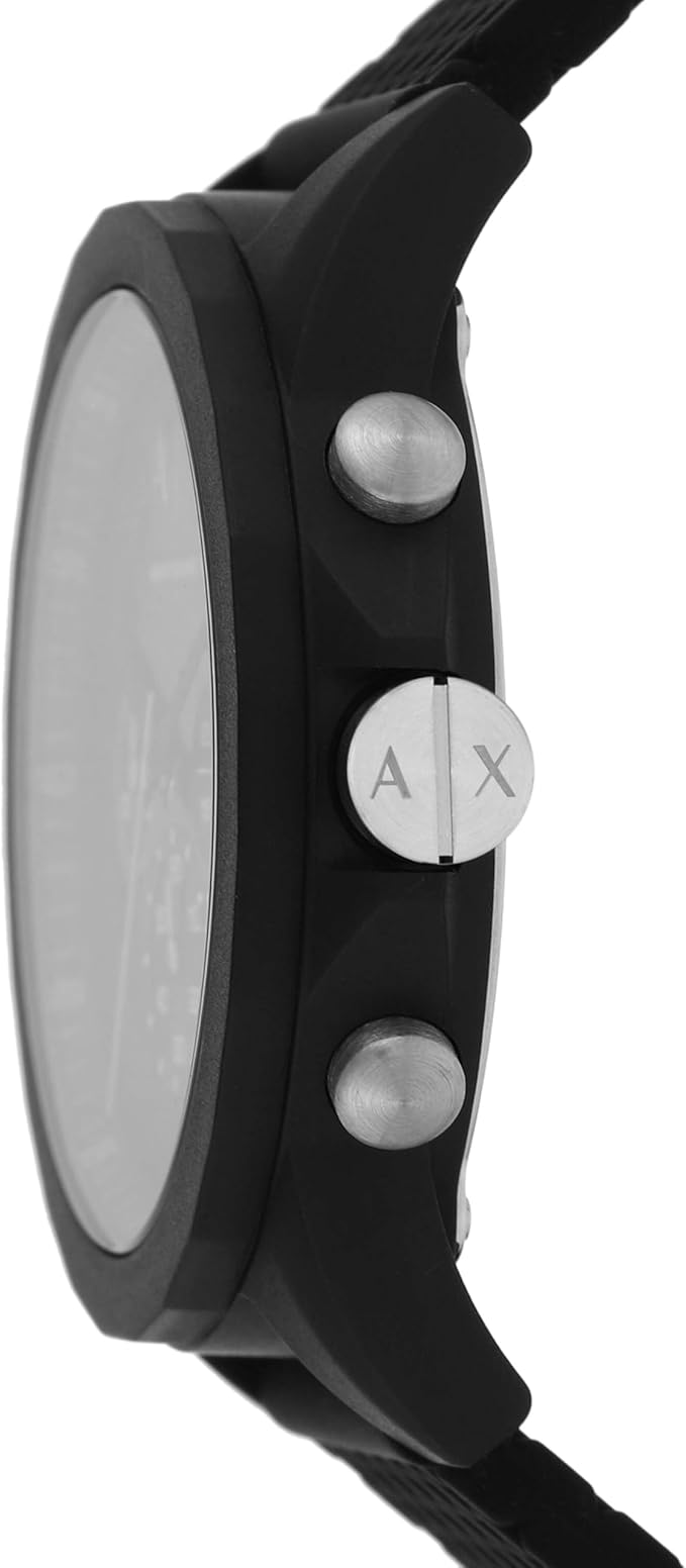 Armani Exchange Reloj Hombre, Movimiento Cuarzo cronógrafo y Caja 44mm con Correa Silicona
