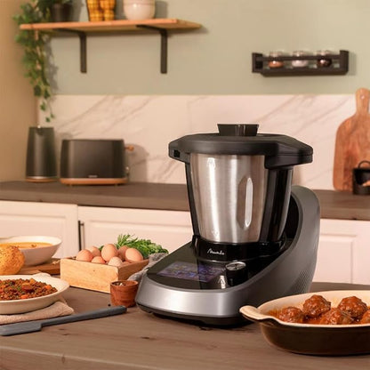 Cecotec Robot de Cocina Multifunción con Dispensador de Alimentos Mambo Touch con Jarra Habana Pro. 37 Funciones, Pantalla Táctil, App Mambo, 3.3L, Báscula, Autolimpieza, Jarra Cerámica