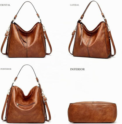 Pahajim Bolso Mujer Bandolera Grande PU Cuero Bolso de Hombro Shopper Elegante Bolsos Hobo Conjunto de Bolsos y Cartera para Trabajo, Compras y Viajes