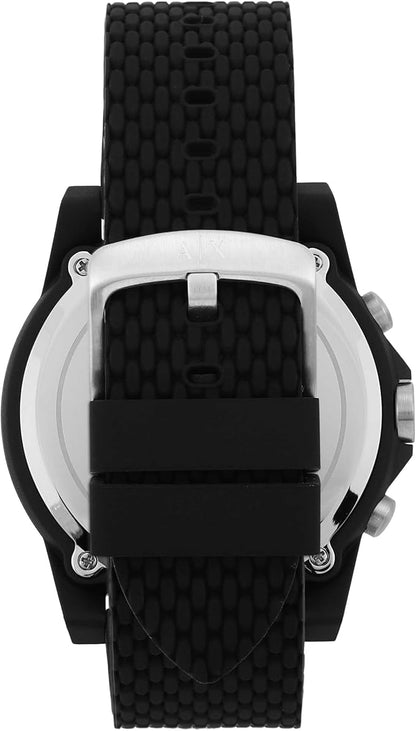 Armani Exchange Reloj Hombre, Movimiento Cuarzo cronógrafo y Caja 44mm con Correa Silicona