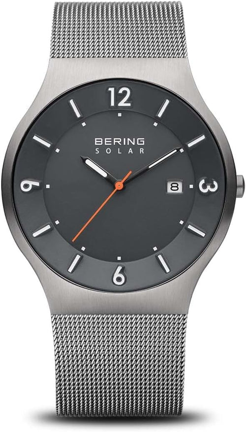 Bering 14440 Reloj Solar para Hombre con Caja de Acero Inoxidable de 40 mm y Esfera, Correa milanesa, Cristal de Zafiro y Resistencia al Agua de 5 ATM