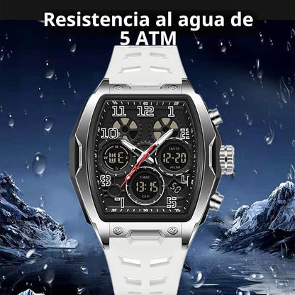 Hombre Relojes para Hombre Rectángulo Unico Reloj Militar Digital Analógico Deportes Reloj de Pulsera con Alarma, Cronómetro,Cuenta Atrás,Cada Hora Chime,Luminoso y Impermeable Multifunción
