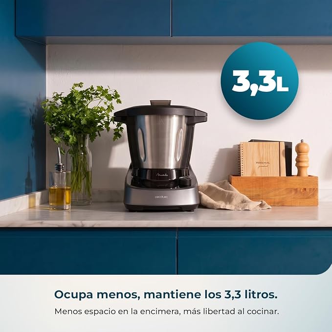 Cecotec Robot de Cocina Multifunción Mambo 11090 Daily. Capacidad 3,3 Litros, 37 Funciones, 4 Elaboraciones a la vez, Táctil, APP de Mambo con Recetario, Báscula y Jarra de Acero Inox, Compacto