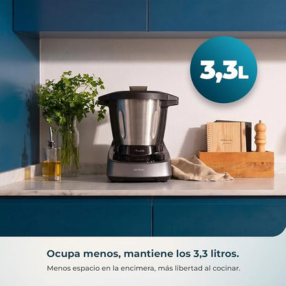 Cecotec Robot de Cocina Multifunción Mambo 11090 Daily. Capacidad 3,3 Litros, 37 Funciones, 4 Elaboraciones a la vez, Táctil, APP de Mambo con Recetario, Báscula y Jarra de Acero Inox, Compacto