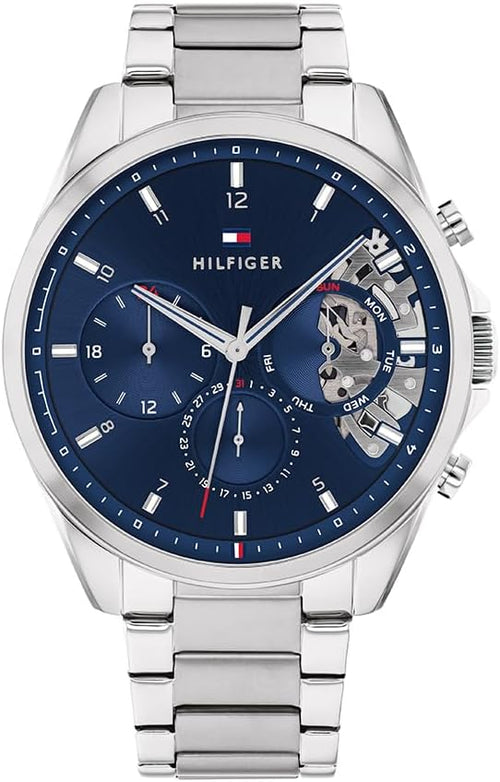 Tommy Hilfiger Reloj Analógico de Cuarzo multifunción para Hombre con Correa de Malla de Acero Inoxidable y de PielTommy Hilfiger Reloj Analógico de Cuarzo multifunción para Hombre con Correa de Malla de Acero Inoxidable y de Piel