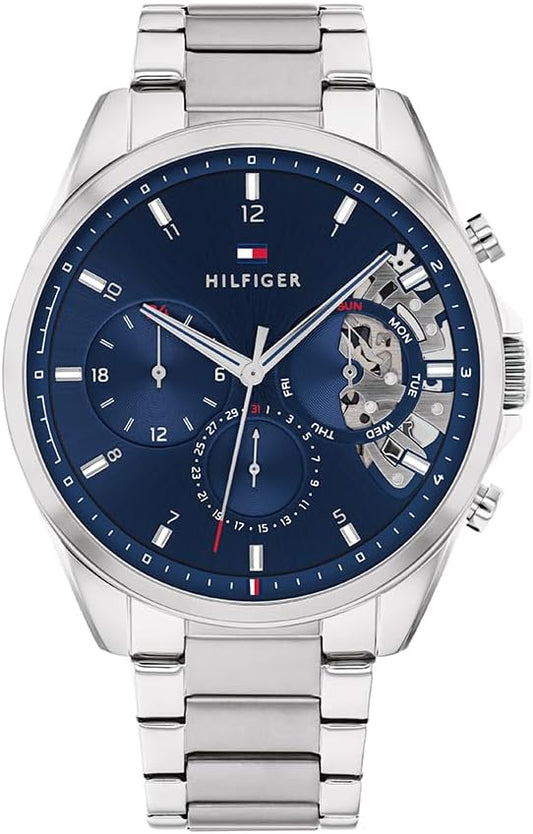 Tommy Hilfiger Reloj Analógico de Cuarzo multifunción para Hombre con Correa de Malla de Acero Inoxidable y de PielTommy Hilfiger Reloj Analógico de Cuarzo multifunción para Hombre con Correa de Malla de Acero Inoxidable y de Piel