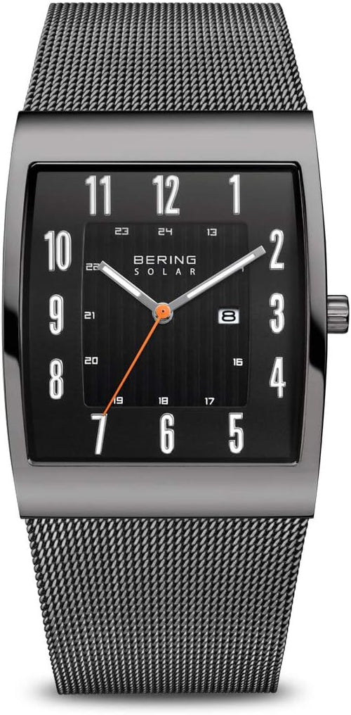 Bering 16433 Reloj Solar para Hombre con Caja de Acero Inoxidable de 33 mm y Esfera, Correa milanesa, Cristal de Zafiro y Resistencia al Agua de 3 ATM