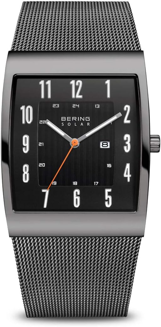 Bering 16433 Reloj Solar para Hombre con Caja de Acero Inoxidable de 33 mm y Esfera, Correa milanesa, Cristal de Zafiro y Resistencia al Agua de 3 ATM