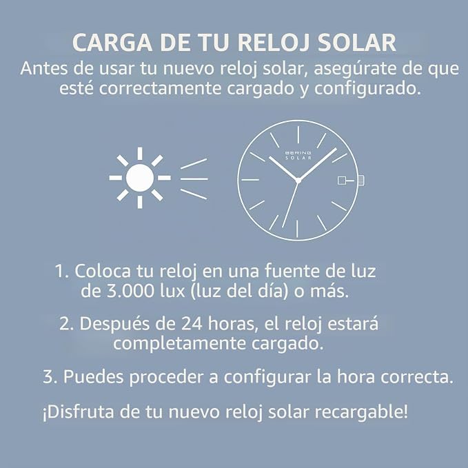 Bering 16433 Reloj Solar para Hombre con Caja de Acero Inoxidable de 33 mm y Esfera, Correa milanesa, Cristal de Zafiro y Resistencia al Agua de 3 ATM