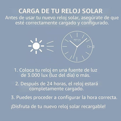 Bering 16433 Reloj Solar para Hombre con Caja de Acero Inoxidable de 33 mm y Esfera, Correa milanesa, Cristal de Zafiro y Resistencia al Agua de 3 ATM
