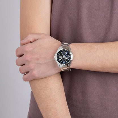 LOTUS Reloj Hombre Analógico de Acero Inoxidable 316l Plateado - Movimiento de Cuarzo - Cristal Mineral de Alta Resistencia - Resistente al Agua 5 ATM - Multifunción 18812 Trendy