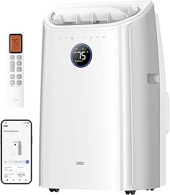 DREO aire acondicionado portátil 12000 BTU 3-en-1 refrigeración/ventilación/deshumidificación, silencioso para dormitorio u oficina, control por app y voz, sin drenaje, kit ventana, 3,2 L/h, AC516S [Clase de eficiencia energética A]