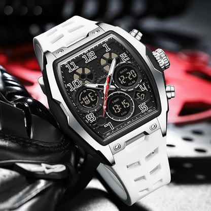 Hombre Relojes para Hombre Rectángulo Unico Reloj Militar Digital Analógico Deportes Reloj de Pulsera con Alarma, Cronómetro,Cuenta Atrás,Cada Hora Chime,Luminoso y Impermeable Multifunción