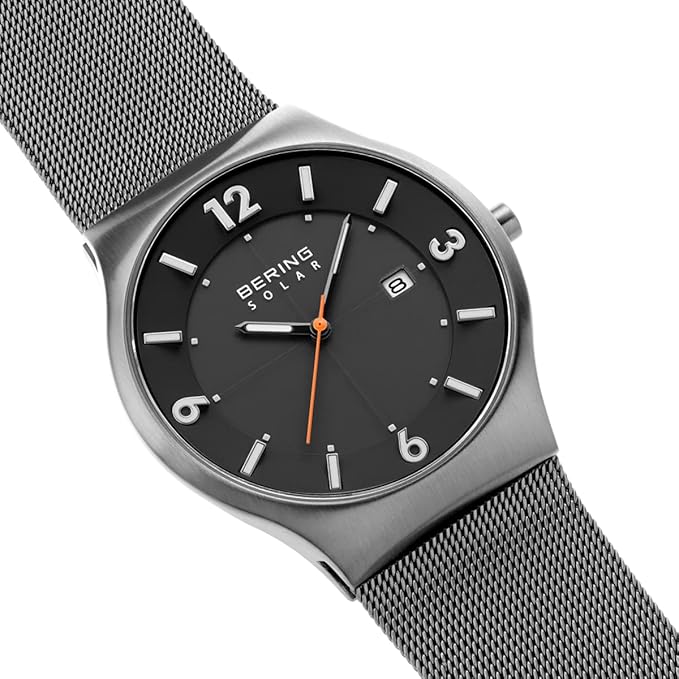 Bering 14440 Reloj Solar para Hombre con Caja de Acero Inoxidable de 40 mm y Esfera, Correa milanesa, Cristal de Zafiro y Resistencia al Agua de 5 ATM