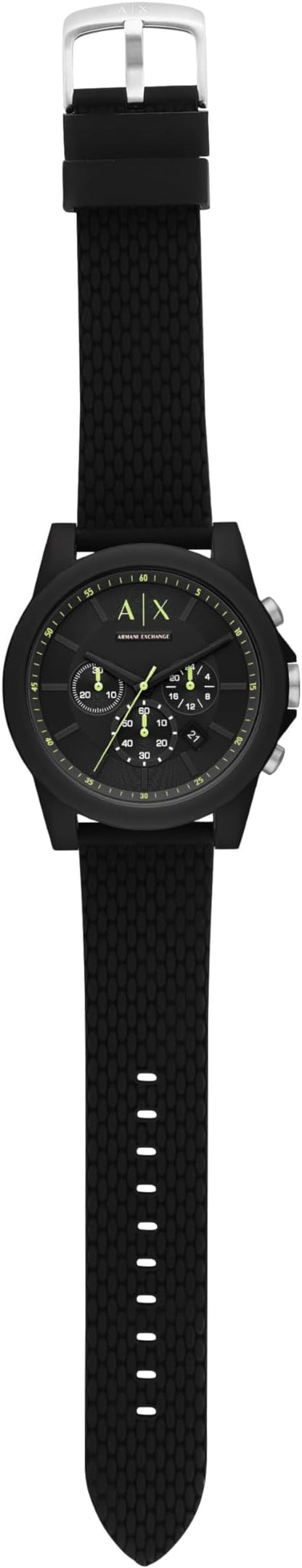 Armani Exchange Reloj Hombre, Movimiento Cuarzo cronógrafo y Caja 44mm con Correa Silicona