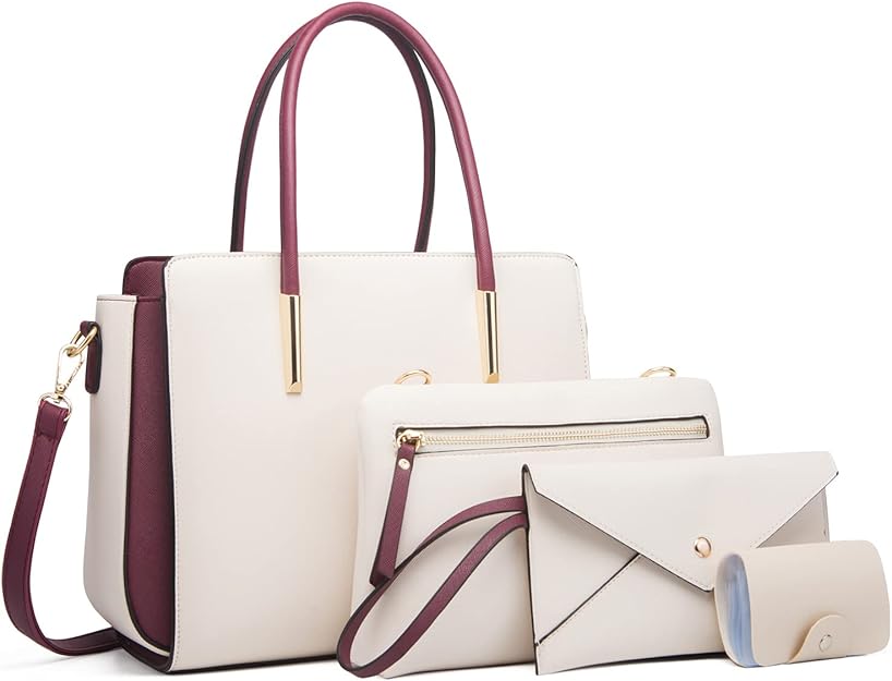 FANDARE - Bolso de mano para mujer, bolso de hombro con 4 piezas, bolsa de cartera, bolsas usadas, bolsa para viaje, comprador, alforjas