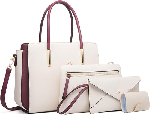 FANDARE - Bolso de mano para mujer, bolso de hombro con 4 piezas, bolsa de cartera, bolsas usadas, bolsa para viaje, comprador, alforjas