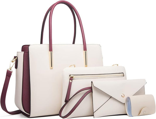 FANDARE - Bolso de mano para mujer, bolso de hombro con 4 piezas, bolsa de cartera, bolsas usadas, bolsa para viaje, comprador, alforjas
