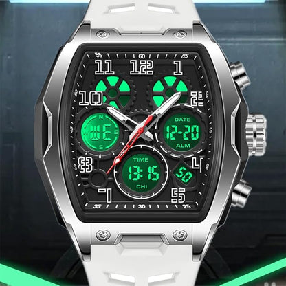 Hombre Relojes para Hombre Rectángulo Unico Reloj Militar Digital Analógico Deportes Reloj de Pulsera con Alarma, Cronómetro,Cuenta Atrás,Cada Hora Chime,Luminoso y Impermeable Multifunción