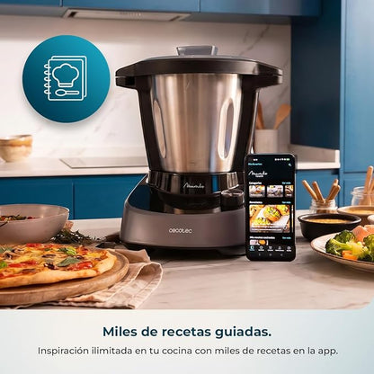 Cecotec Robot de Cocina Multifunción Mambo 11090 Daily. Capacidad 3,3 Litros, 37 Funciones, 4 Elaboraciones a la vez, Táctil, APP de Mambo con Recetario, Báscula y Jarra de Acero Inox, Compacto