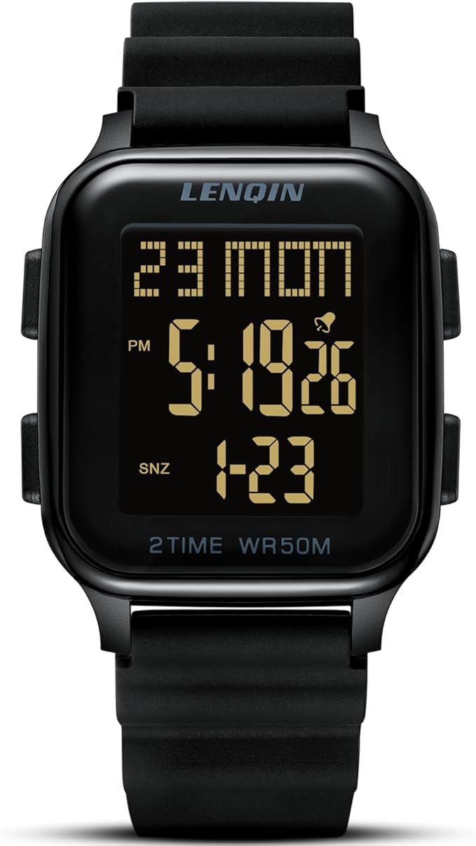 LN LENQIN Reloj Hombres Relojes Digitales para Hombres 50m Relojes Deportivos Impermeables Relojes de Muñeca para Hombres con Luz de Fondo/Temporizador/Alarma/Fecha LED