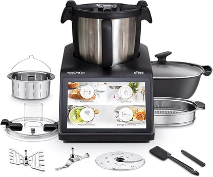 Ufesa TotalChef RK6 Robot de Cocina Multifunción Inteligente, Pantalla Digital 7”, WIFI, 30 Funciones, Jarra Acero Inox, Capacidad Máxima 3,5L, Báscula Integrada, 15 Programas, Accesorios