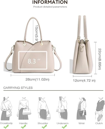 David Jones – Bolso de mano para mujer – Bolso de mano de piel sintética – Hombro – 3 compartimentos con varios bolsillos – Tote City Trabajo elegante clásico chic a la moda de tamaño mediano
