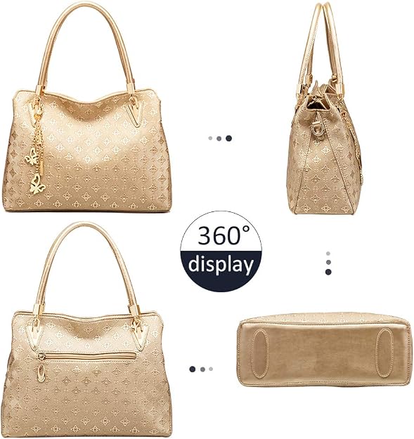 Pahajim Bolso Mujer Moda Bolso Mano Mujer PU Piel Conjuntos de Bolsos 4pcs incluye Tote Bag Bandolera Clutches Cartera,para Trabajo, Casual, Fiesta