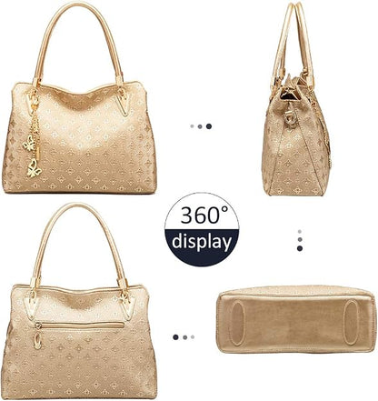Pahajim Bolso Mujer Moda Bolso Mano Mujer PU Piel Conjuntos de Bolsos 4pcs incluye Tote Bag Bandolera Clutches Cartera,para Trabajo, Casual, Fiesta