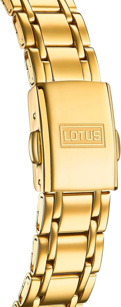 LOTUS Reloj Mujer Analógico de Acero Inoxidable 316l Dorado - Movimiento de Cuarzo - Cristal Mineral de Alta Resistencia - Resistente al Agua 5 ATM - Special Prices 18888/1