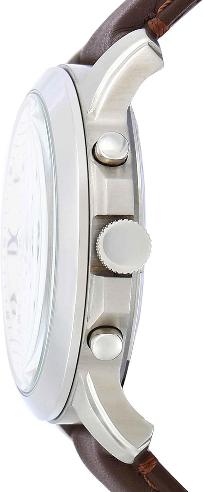 Fossil Grant Reloj para Hombre, Movimiento cronógrafo de Cuarzo con Correa de Piel y Acero Inoxidable