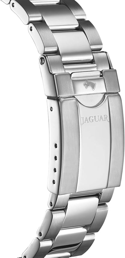 JAGUAR Reloj Hombre Analógico de Acero Inoxidable 316l Plateado - Movimiento de Cuarzo - Calendario - Cristal Zafiro de Alta Resistencia - Resistente al Agua 20 ATM J860/D Executive