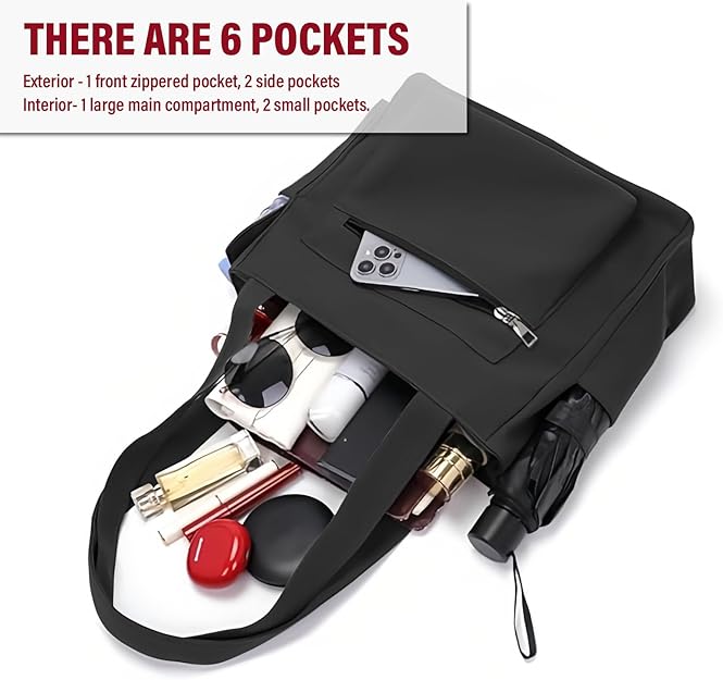 Amexo Bolso Bandolera Señoras Grande Bolso de Lona para Mujer Bolso de Hombro de Moda para Mujer Bolso de Mano con Cremallera y Muchos Compartimentos para el Día a día Oficina Escuela Viajes