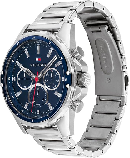 Tommy Hilfiger Reloj Analógico de Cuarzo Multifunción para Hombre con Correa en Acero Inoxidable o en Silicona